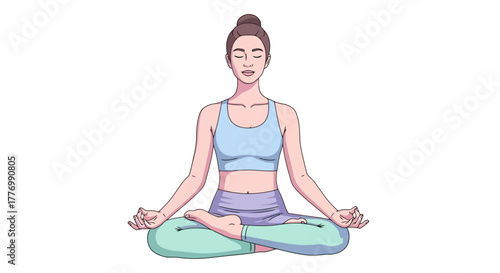 Woman Meditating in Lotus Pose Serene Yoga Practice for Mindfulness and Inner Peace