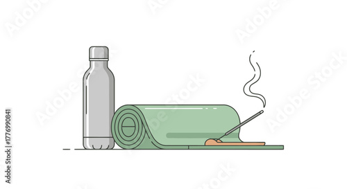 Mindful Moment Yoga Mat Water Bottle and Incense for Serene Wellness and Relaxation