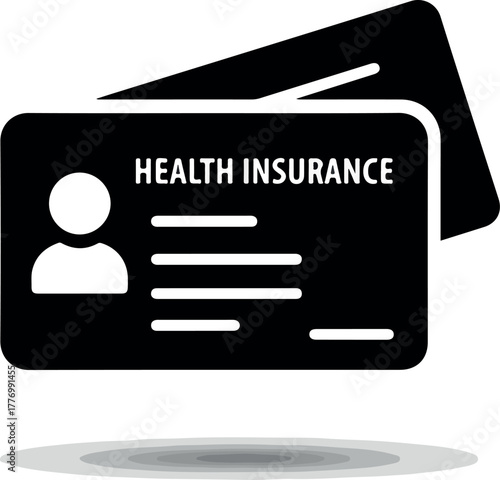 Health Insurance Card Icon Isolated On White Background With Shadow
