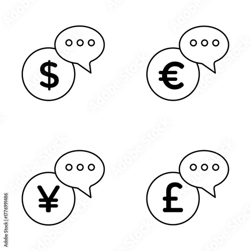 Set Currency Exchange Talk Business icon pack symbols Money Logo