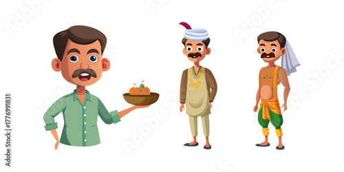 Indian village man cartoon character. moral stories for the best cartoon character vector