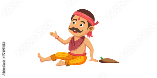 Indian village man cartoon character. moral stories for the best cartoon character vector