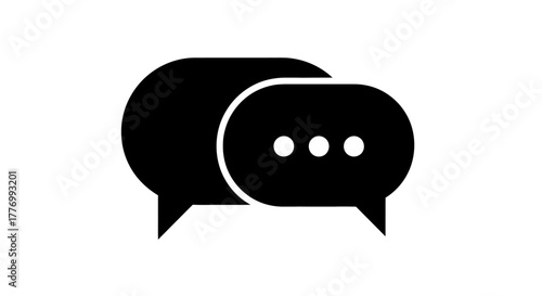 Two overlapping black speech bubbles with ellipsis a simple communication icon