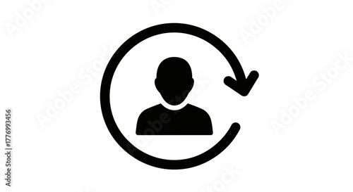 Black silhouette of a person inside a circular arrow icon