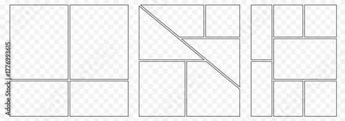 Templates collage 6 frames photos parts, picture or illustration. Vector frames. Moodboard. 6 photos. Poster frame mockup. Collage concept. Transparent collage 6 frames. vector illustration.