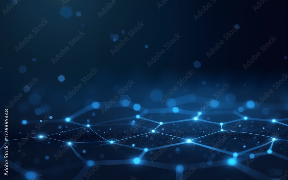 Obraz premium Modern science or technology abstract background using hexagonal shapes. Wireframe spot surface illustration. Vector. High quality