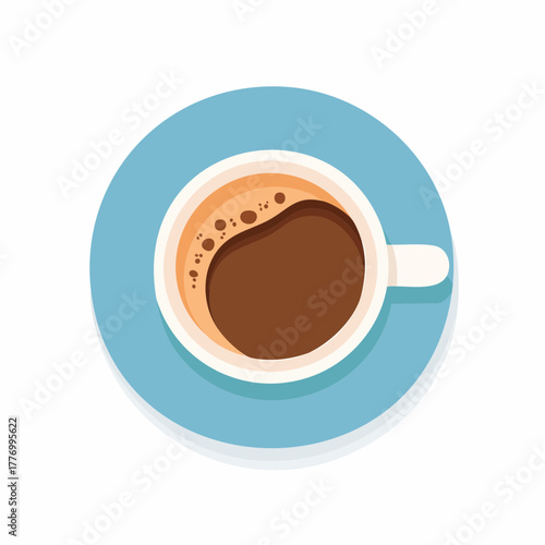 真上から見たコーヒーカップに入れられたコーヒーのベクターイラスト