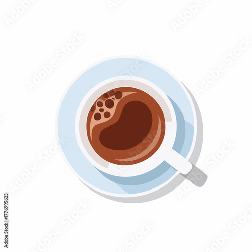 真上から見たコーヒーカップに入れられたコーヒーのベクターイラスト