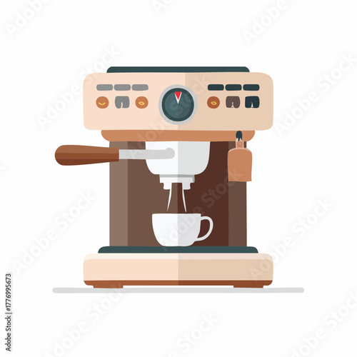 コーヒーを作るコーヒーマシーン、コーヒーメーカーの3Dベクターイラスト