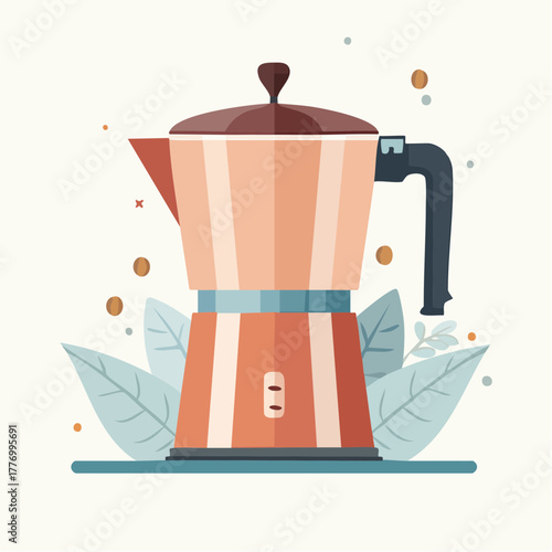 コーヒーを作るコーヒーマシーン、コーヒーメーカーの3Dベクターイラスト