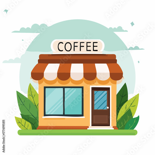 コーヒーショップ、コーヒースタンドのベクターイラスト