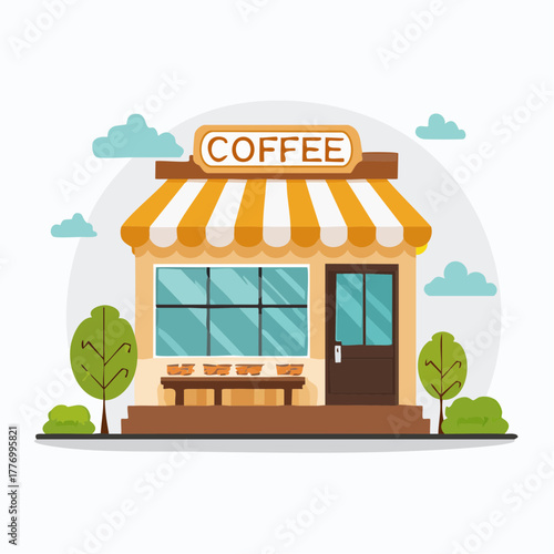コーヒーショップ、コーヒースタンドのベクターイラスト