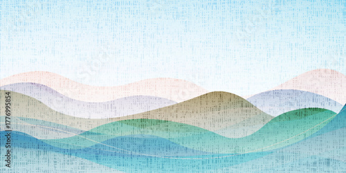 青　波　幾何学　模様　背景