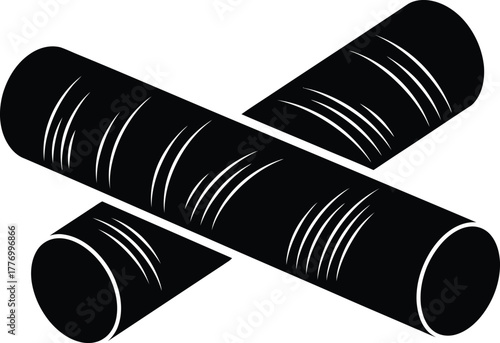 Abstract Black and White Image of Intersecting Cylinders with Decorative Lines for Artistic Flair