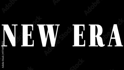 White new era text displayed prominently against a stark black background in a centered composition