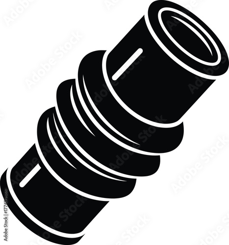 Abstract black and white image of a flexible hose connector or bellows joint illustration