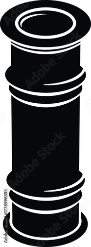 Abstract Black and White Illustration of a Chimney or Pillar with Grooves Design