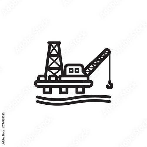 Offshore platform icon symbolizing marine resource extraction and deep-water operations, representing modern maritime energy, specialized petroleum engineering, and global logistics systems.