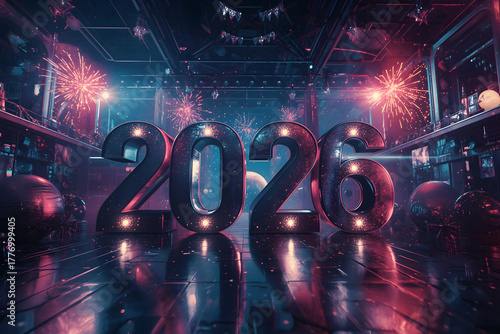 2026 bold letters isolated new year sylvester concept 3d-illustration design