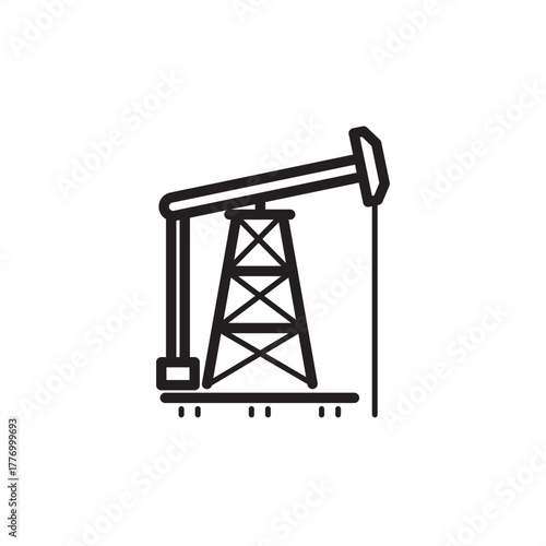 Oil drilling rig icon symbolizing fossil fuel extraction and industrial operations, representing modern petroleum production, specialized exploration technology, and energy supply infrastructure.