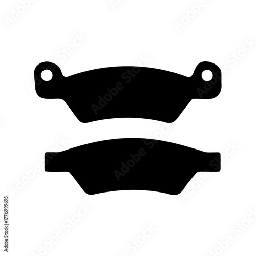 Silhouette of two brake pads showing automotive parts and components