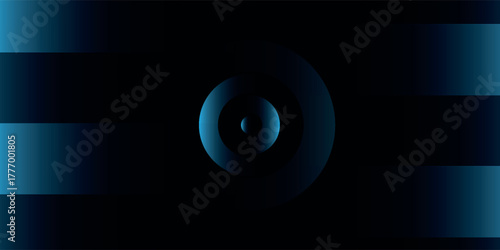 Abstract futuristic background with glowing blue concentric circles and horizontal bands on a dark backdrop.