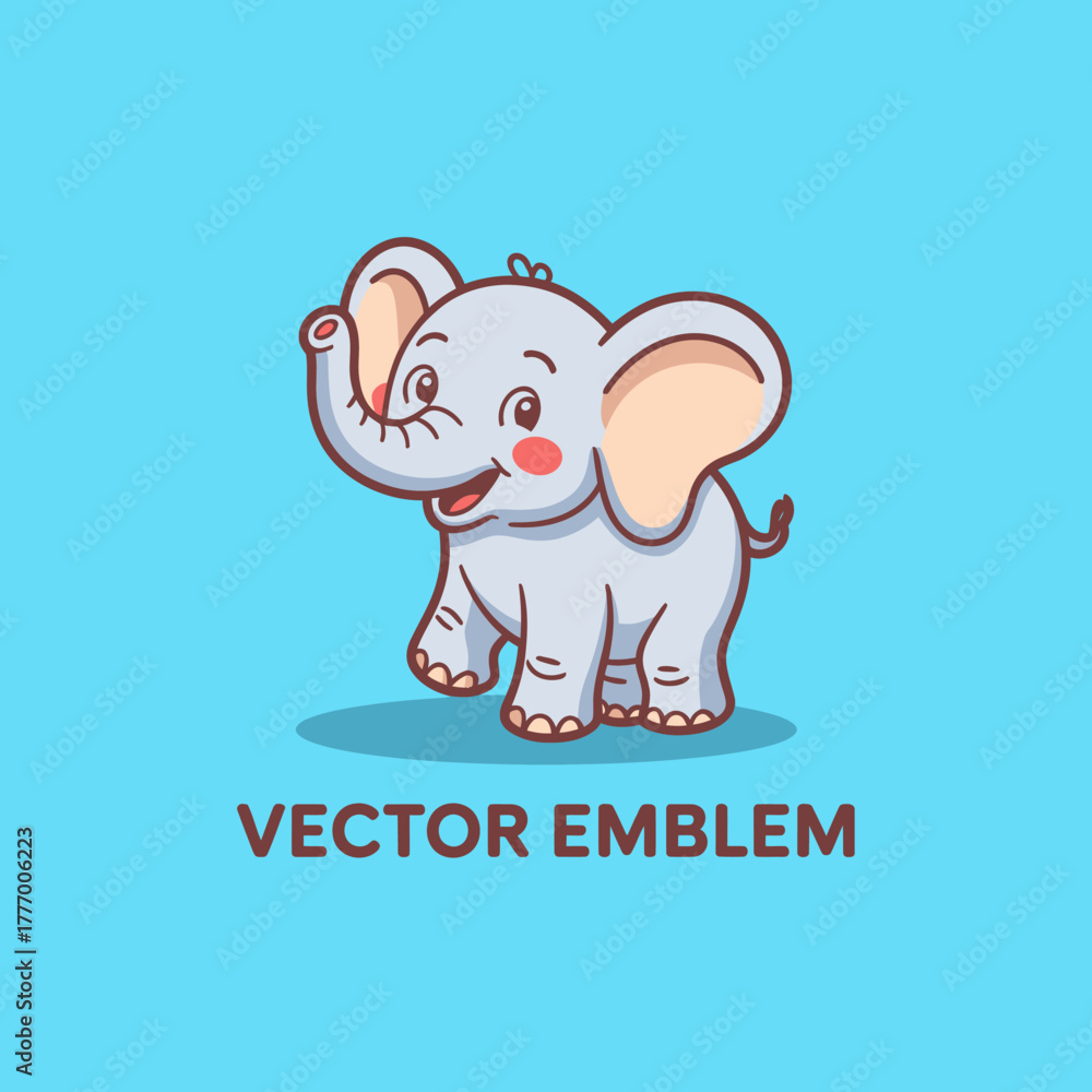 Fototapeta premium This endearing cartoon elephant features soft blue shades and a friendly demeanor, making it a heartwarming representation of joy and companionship for various creative projects.