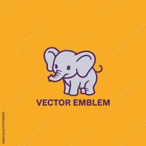 This minimalist vector illustration presents an adorable elephant with big ears and a simple design, great for adding a touch of whimsy to children's products or art.