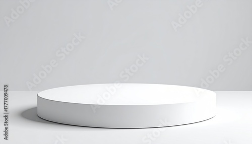 Simple white round platform on light grey surface