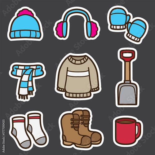 set of winter set good for sticker, badge, element design, print design, etc