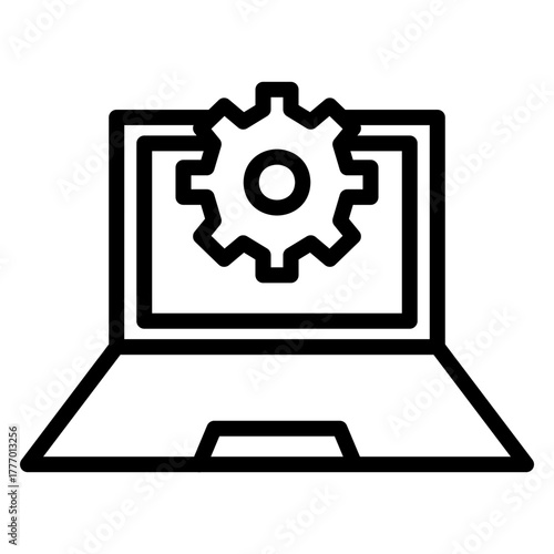 Business Laptop Vector Line Icon Design