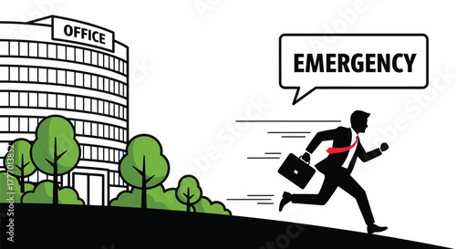 Emergency situation business vector illustration urgent escape run