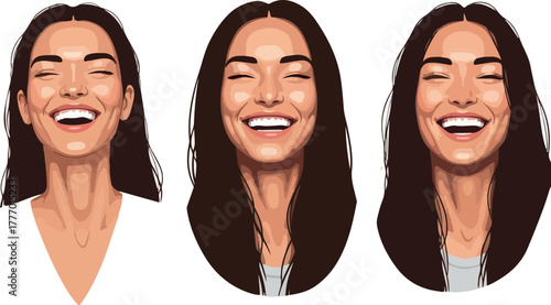 Pixel Art Portrait Of A Happy Woman Laughing Joyfully Detailed