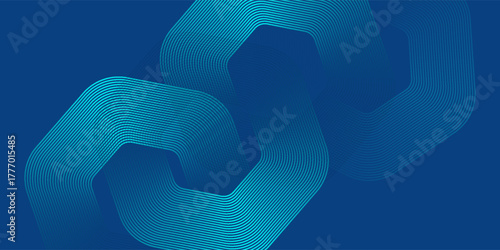 modern.Blue Abstract Chain Ribbon Design With Interlocking Loops For Modern Tech Visuals