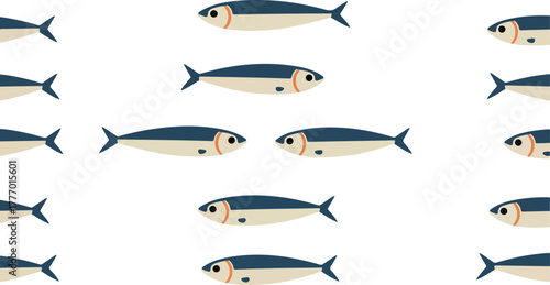 Pixel Art Sardines Pattern Minimalist Small Fish Repeating Vector