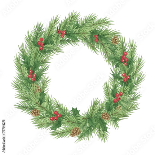 Christmas wreath on PNG background