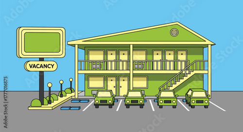 Find cheap motel rooms roadside motel with vacancy sign and parking