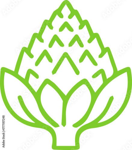 Stylized green artichoke outline perfect for healthy eating and natural design elements