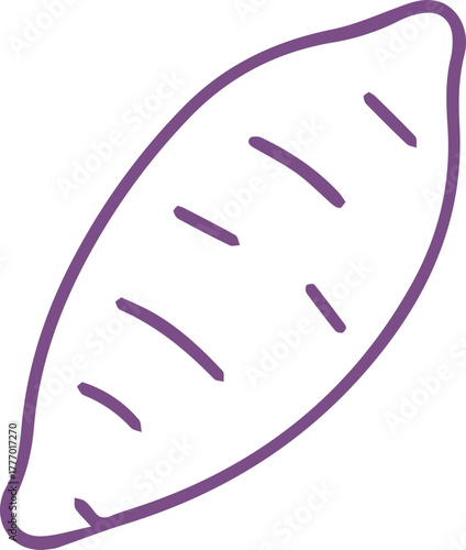 Minimalist purple outlined sweet potato illustration healthy root vegetable doodle art