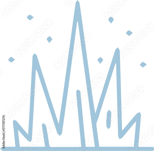 Minimalist Ice Peaks and Snowflakes Abstract Winter Landscape Design Element
