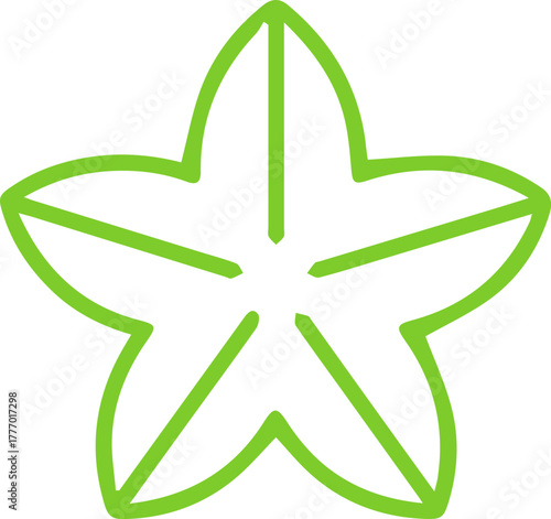 Vibrant Green Star Fruit Outline Icon Tropical Carambola Fresh Healthy Produce Vector