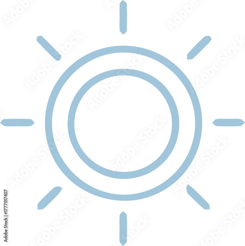 Minimalist Light Blue Sun Icon Representing Brightness Warmth and Sunny Days