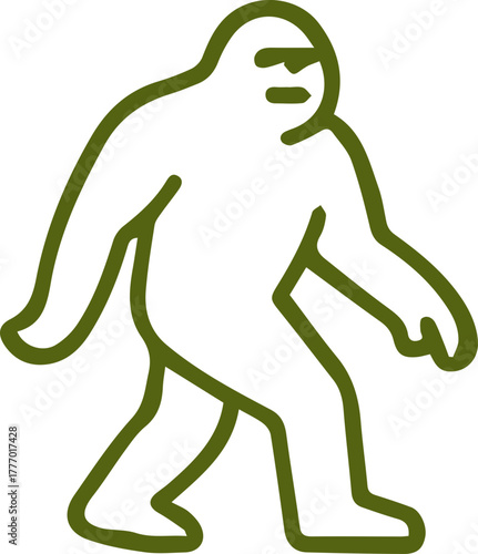 Iconic Cryptid Bigfoot Sasquatch Sketch Showing Elusive Wildlife Silhouette