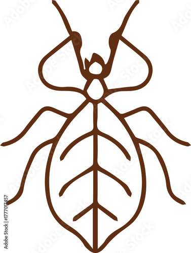 Detailed line art illustration of a tiny bed bug or louse ready to infest your home