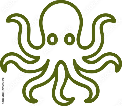 Minimalist green outline octopus illustration representing ocean life