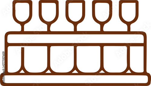 Elegant Five Glass Tasting Flight Icon Beverage Presentation Outline
