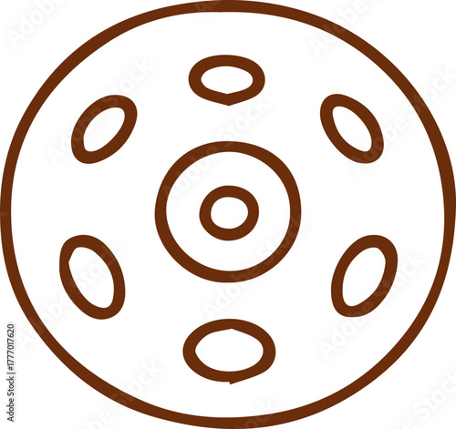 Minimalist outline drawing of a sports ball with circular perforations icon