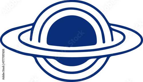 Simple Blue Saturn Like Planet Design Illustrating Outer Space and Universe