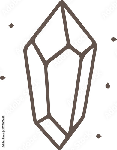 Elegant mystical crystal line art drawing with subtle magic sparkles a minimalist spiritual symbol