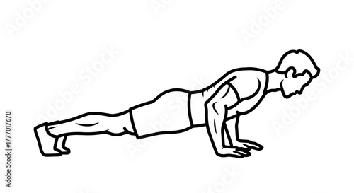 Dynamic athlete performing a focused push-up exercise demonstrating strength and dedication for fitness content